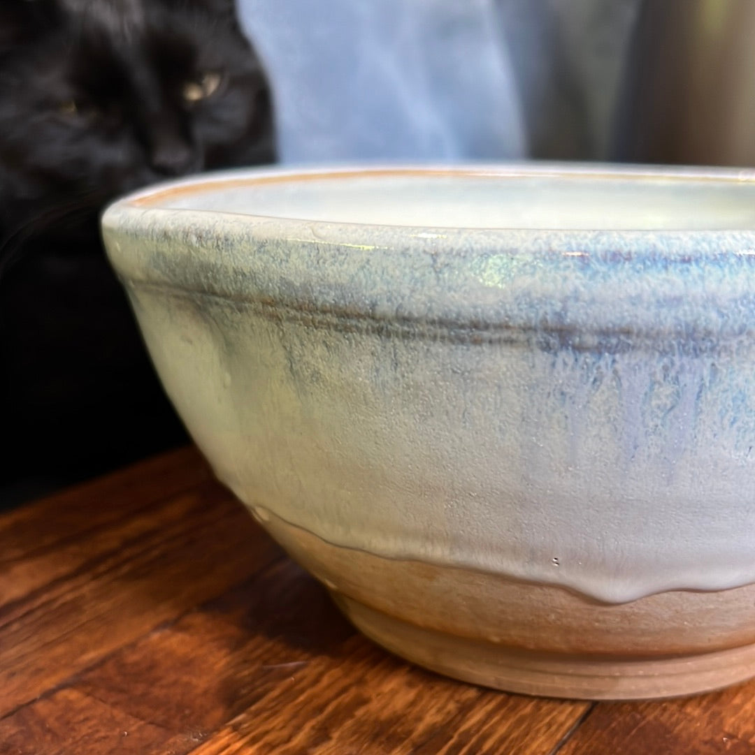 Large Pottery Bowl — Light Blue